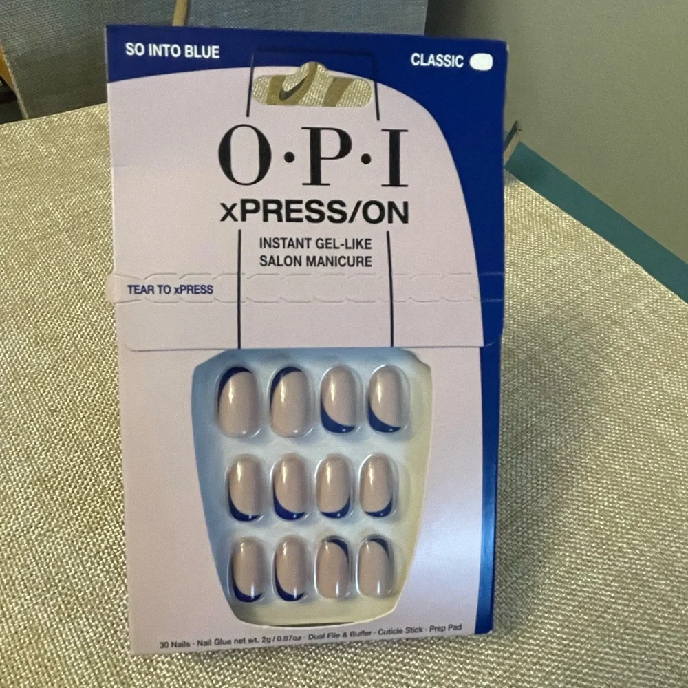 NWT OPI xPRESS/ON Press on Nails in SO INTO BLUE